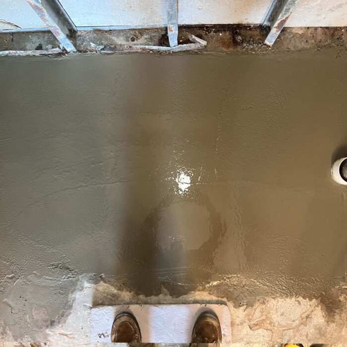 Finished concrete, ready for the shower pan